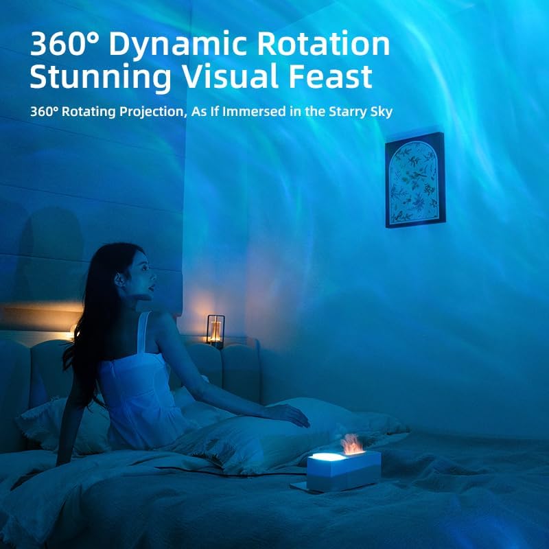 SENMUL Essential Oil Diffuser, Ripple Projection Vibe Flame Oil Diffuser - Aromatherapy Aroma Humidifier, Upgrade 7 Flame Colors Noiseless 150ml Remote - Perfect for Bedroom Home Office (Ripple White) - Image 5